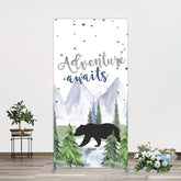 Lofaris Jungle Mountain Bear Forest Baby Shower Rectangle Backdrop